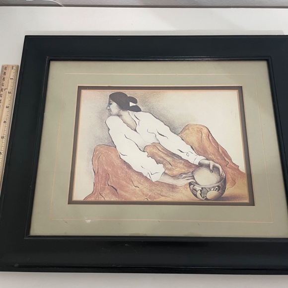 Vintage RC Gorman Pottery Keeper Framed Print signed framed picture art frame - Picture 2 of 9